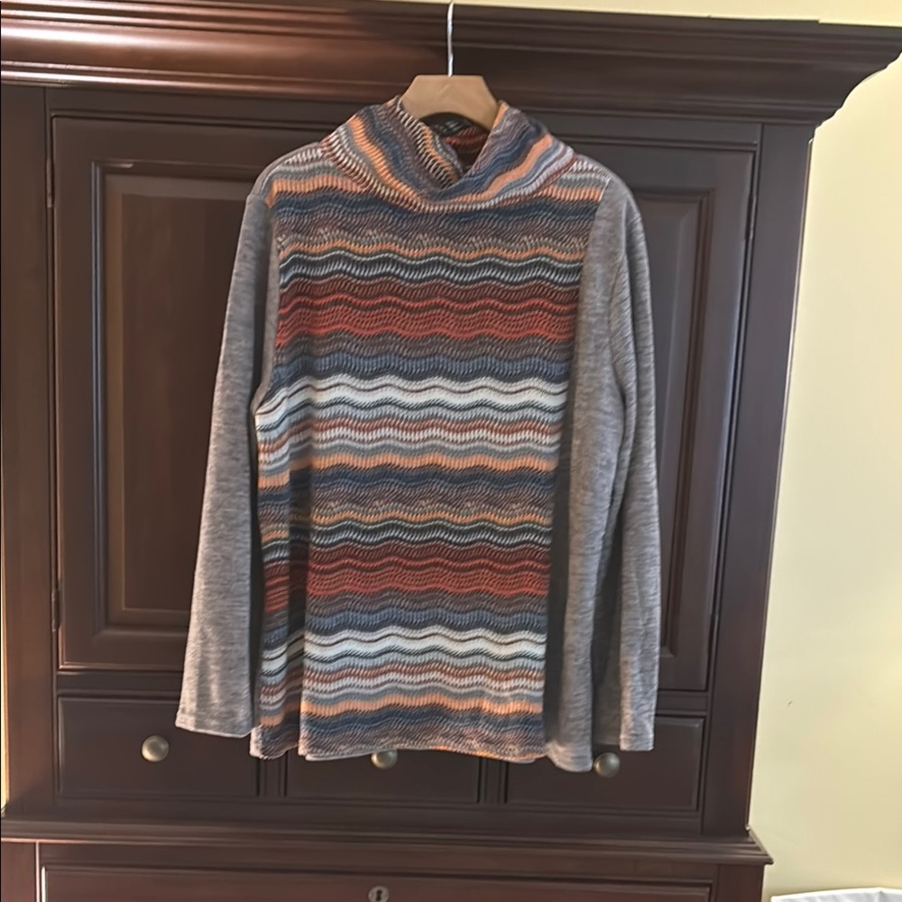Colorful Striped Turtleneck Sweater